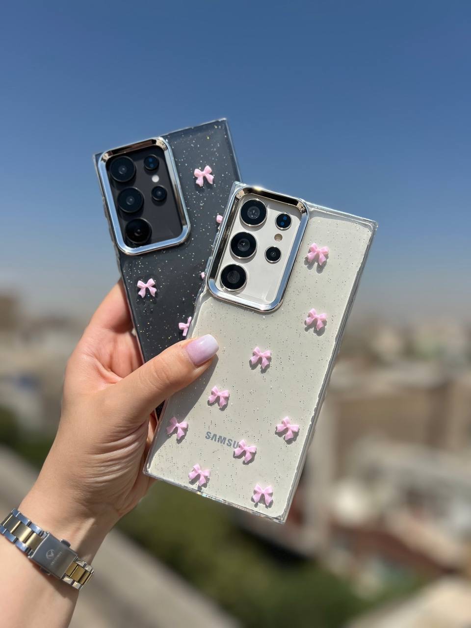 قاب گوشی پاپیون صورتی شاین آیفون،سامسونگ و‌ شیائومی