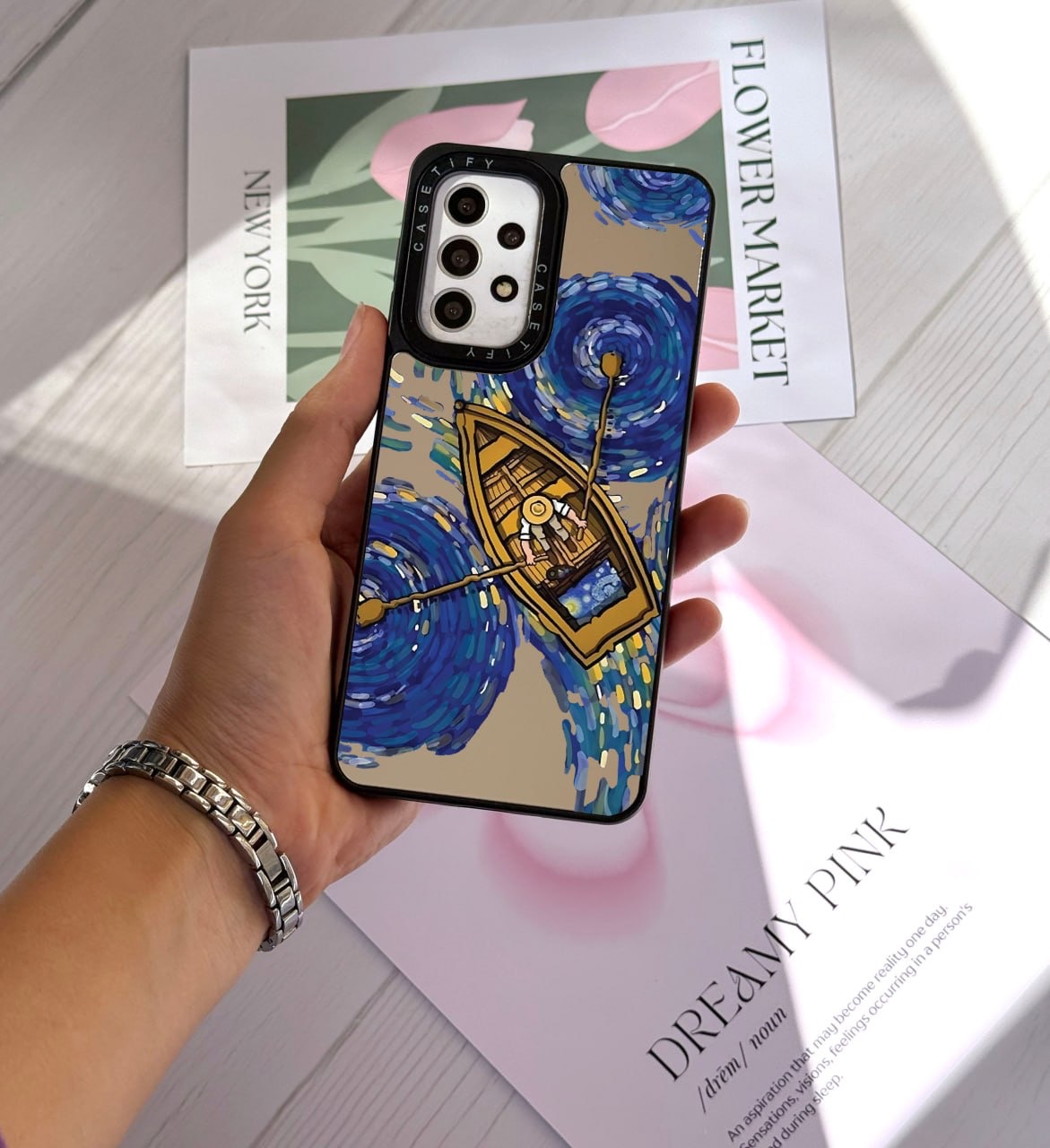 قاب گوشی سفارشی آینه ای ونگوگ قایق آیفون,سامسونگ و شیائومی