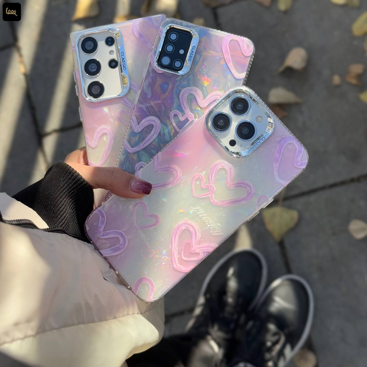 قاب گوشی قلب صدفی یخی آیفون،سامسونگ و شیائومی